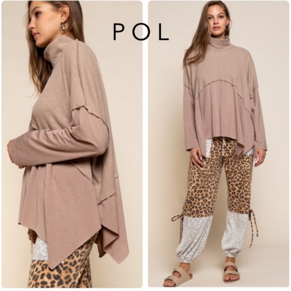 POL Mocha Long Sleeve Top - size M - NEW